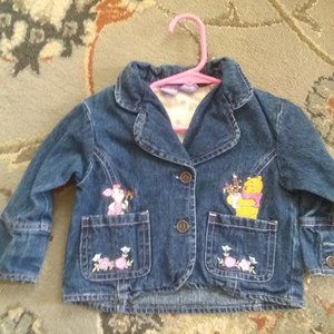 Disney Winnie the Pooh denim jean jacket with embroidery size 12 mo.